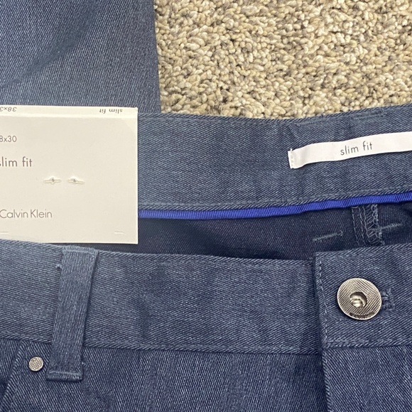 NWT Calvin Klein Slim Fit Men's Jeans 38 x 30 409006X Cadet Navy 497 Flat Front - Picture 5 of 9
